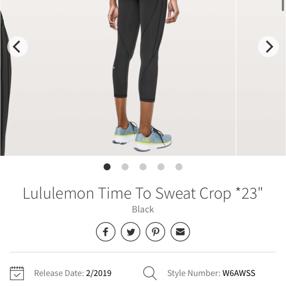 Lululemon Time To Sweat Crop *23" Black Size 6 EUC